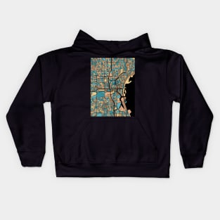 Milwaukee Map Pattern in Mid Century Pastel Kids Hoodie